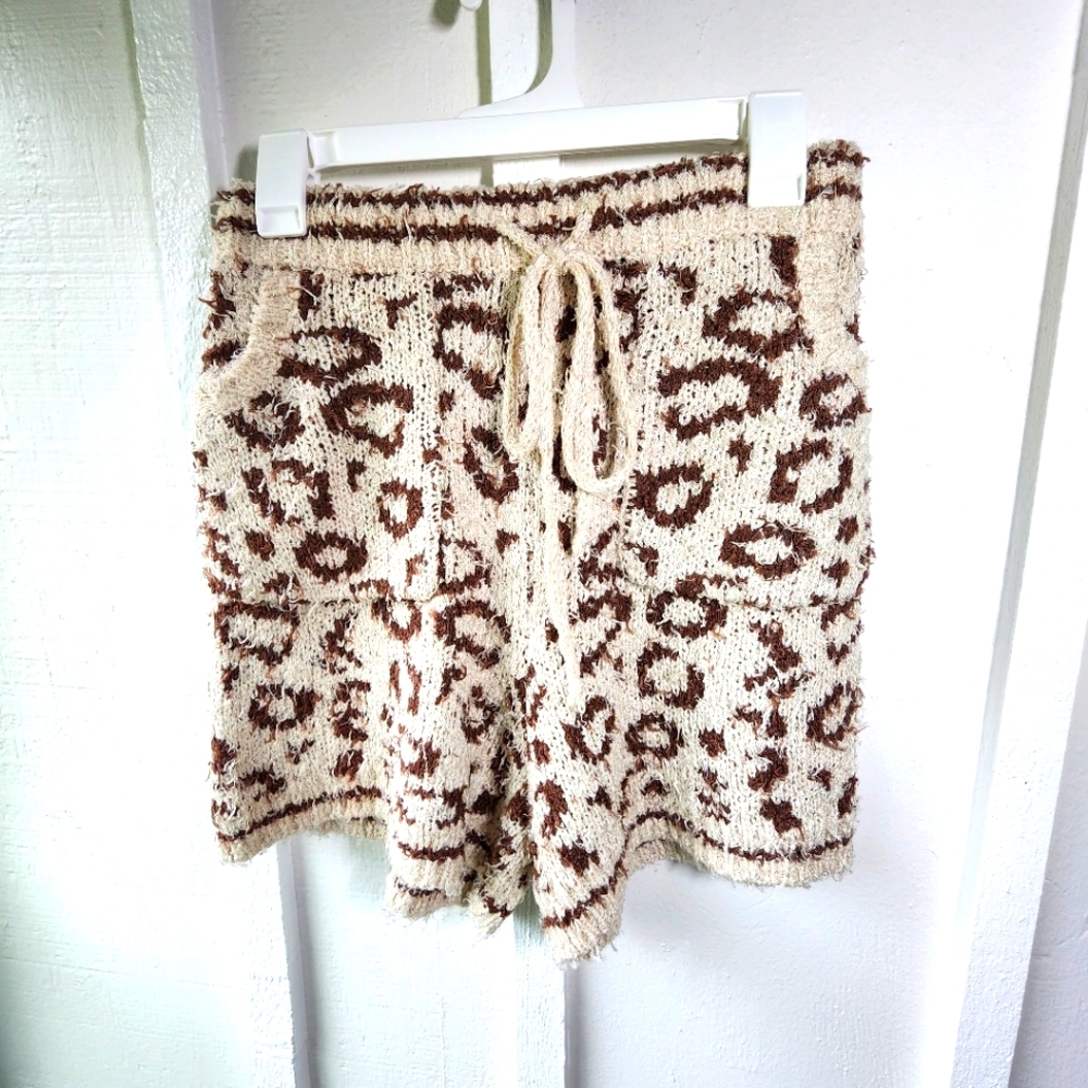 Time After Time Leopard Lounge Shorts High Waisted Size Medium